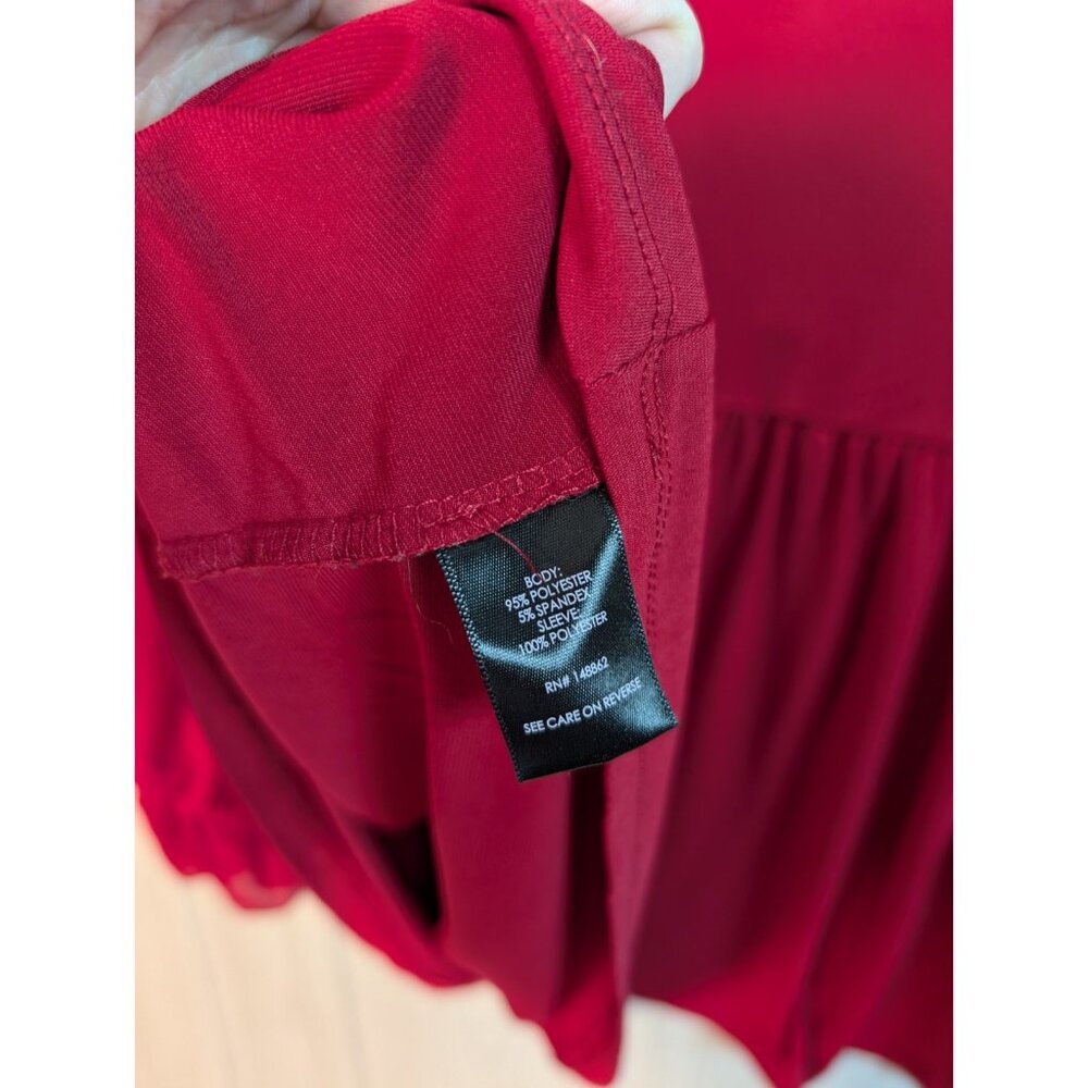 Torrid Womens Babydoll Top Size 1X Red Cottagecore Peasant Long Sleeve Smocked - Picture 6 of 8